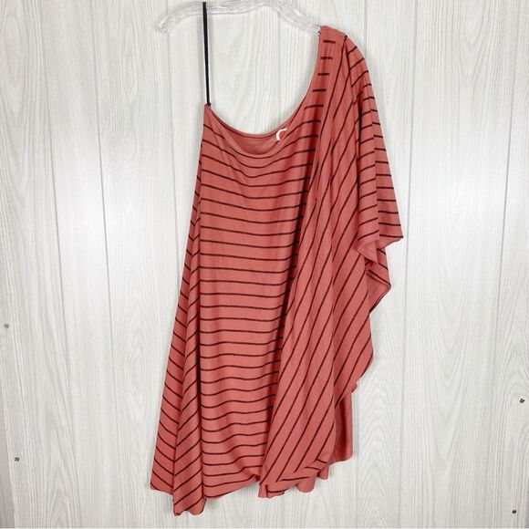 Free People Dresses & Skirts - Free People Beach | One Shoulder Pink Striped Beach Dress Size Large